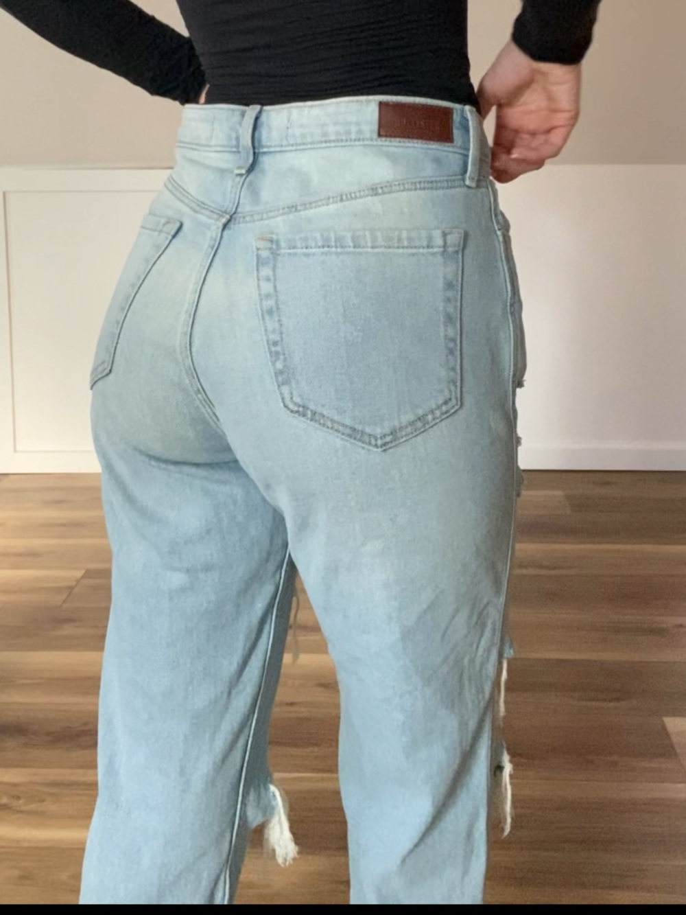 Hollister Light Wash High-Rise Distressed Jeans